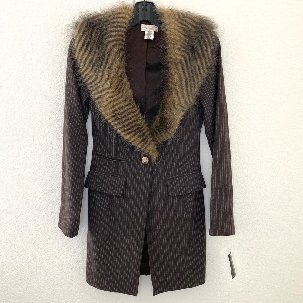 Baby Phat Vintage Y2K Faux Fur Striped Jacket Blazer Small